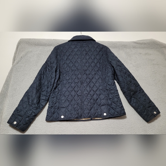 LL Bean Long Sleeve Blue Navy Quilted Snap Button Jacket Small - Picture 3 of 12